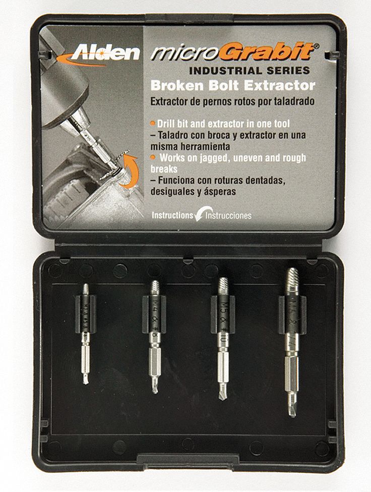 Drill/Extractor Set, 4 PC, #5-1/4 In Cap