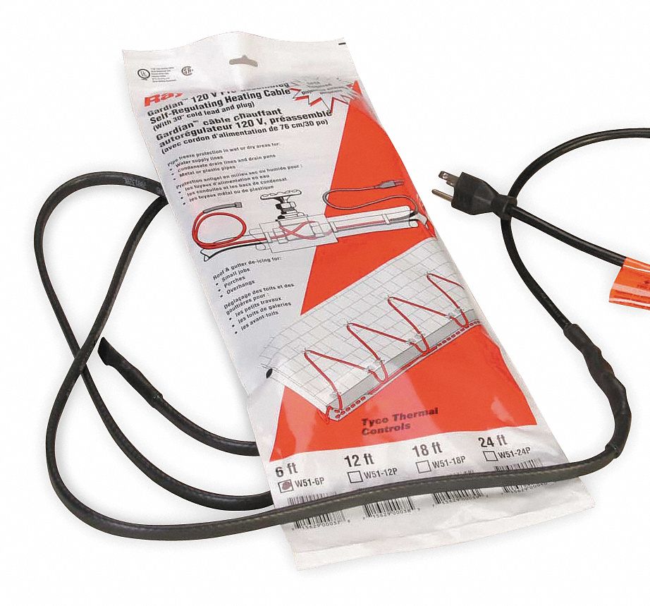 Self Regulating Heat Cable, 75 ft. L, 120V