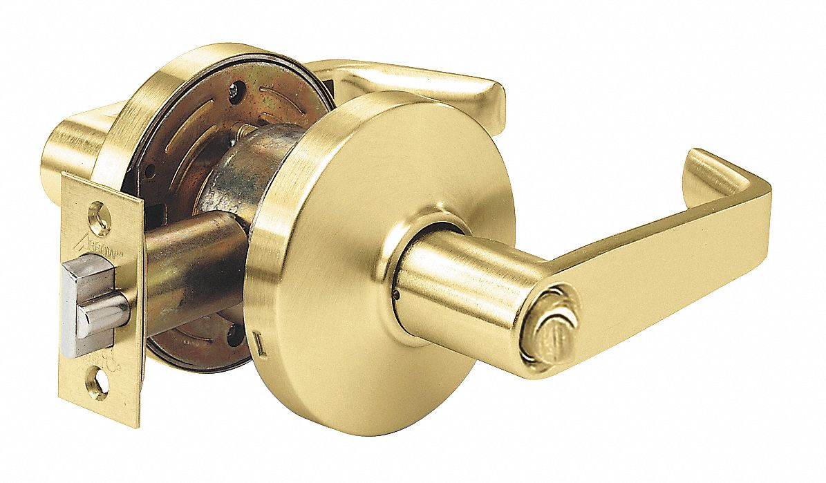 Lever Lockset, Bright Brass , Privacy