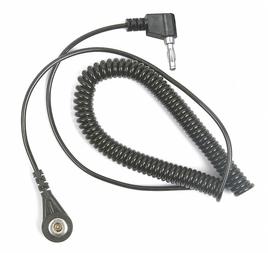 Static Control Cord, Rt Angle, 10 Feet