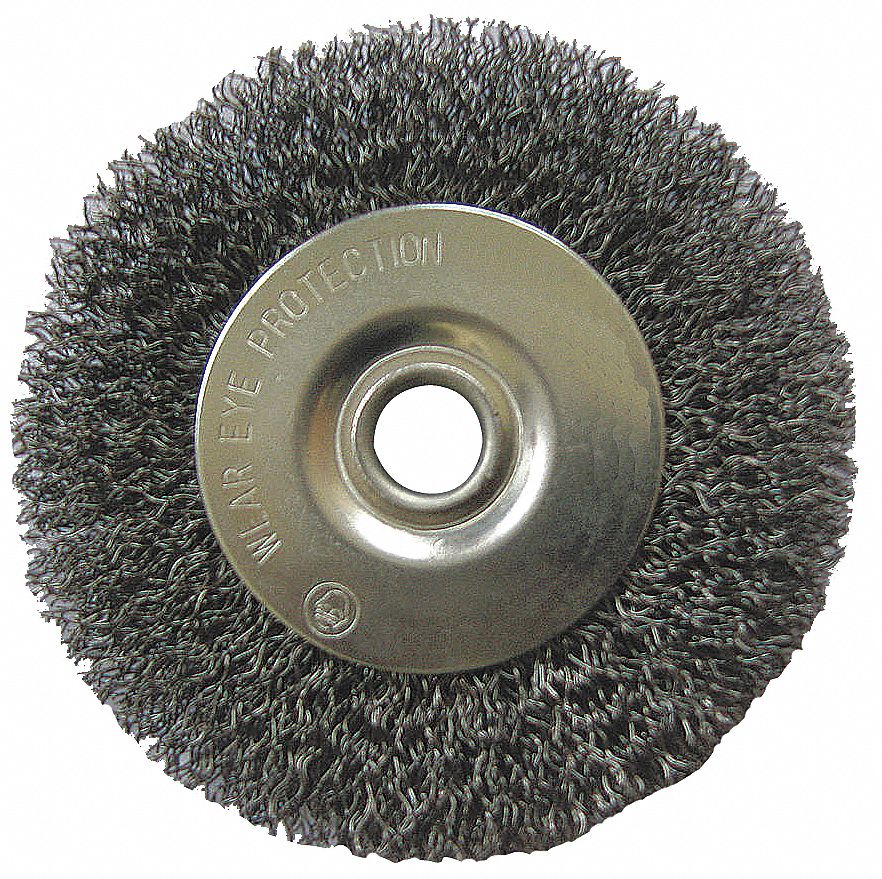 Wire Wheel, 6 In D, Steel, 0.0080 Wire