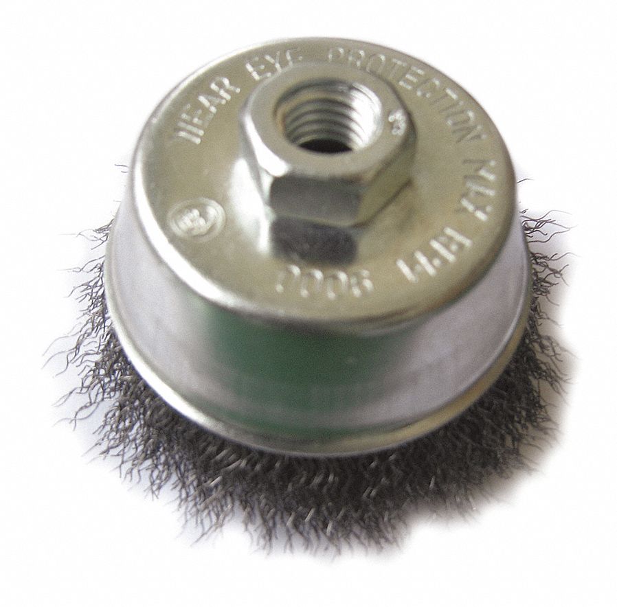 Cup Brush, 6 In D, Steel, 0.0200 Wire