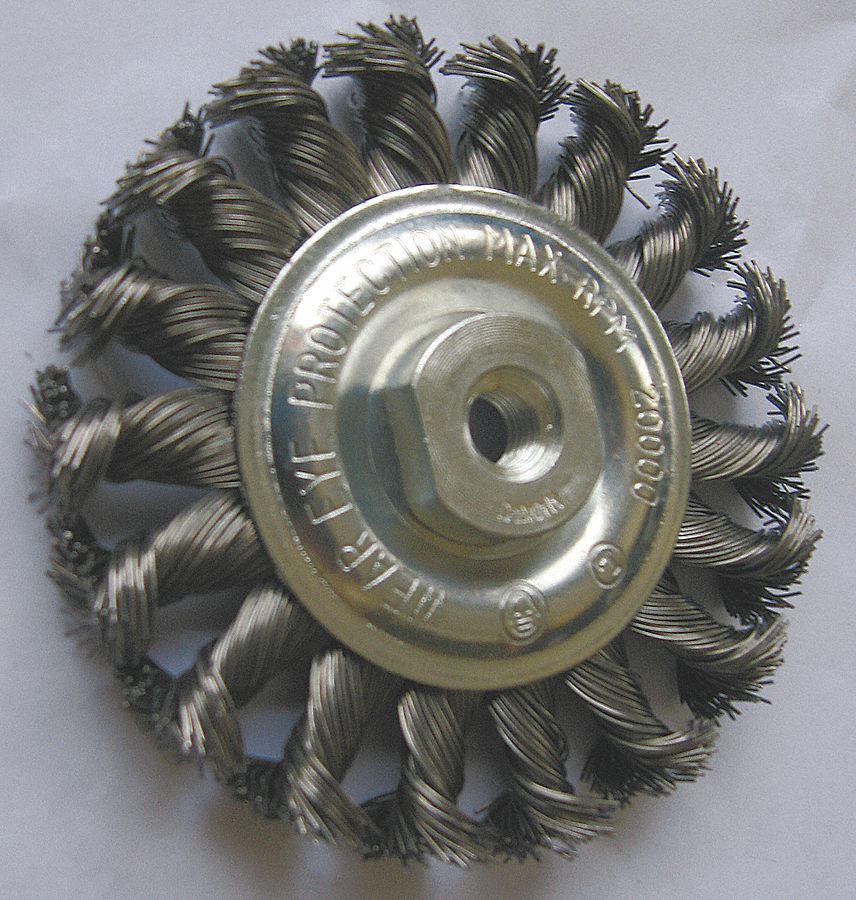 Wheel Brush, 4 In D, Steel, 0.0140 Wire
