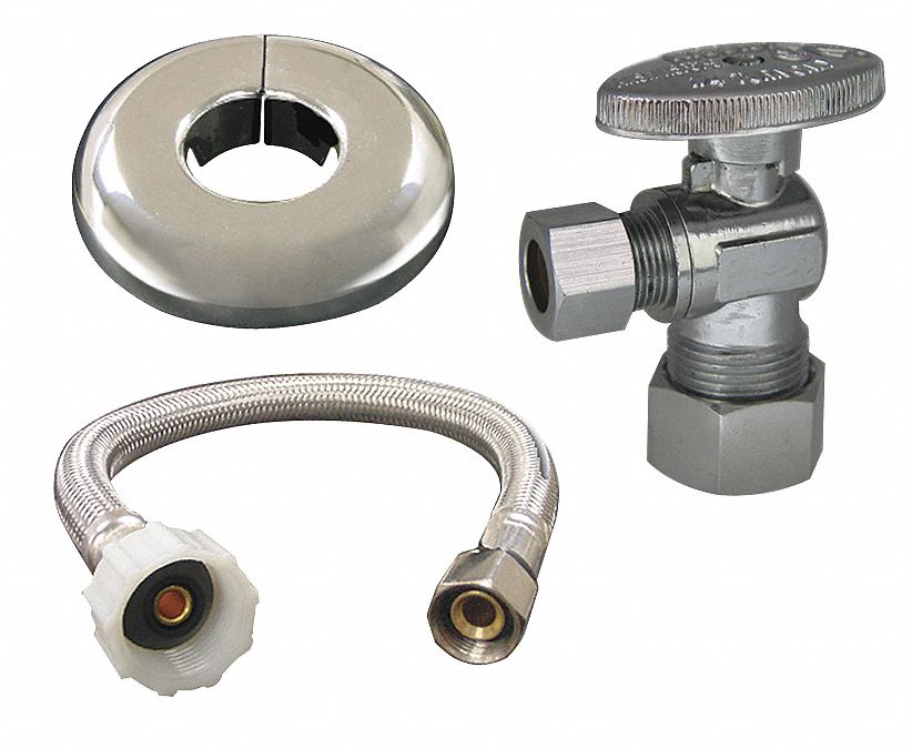 Water Connector Kit, Toilet, 1/2 In Outlet