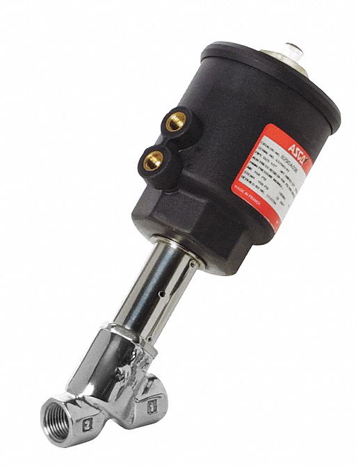 Angle Body Piston Valve, SS, NC, 3/4 In