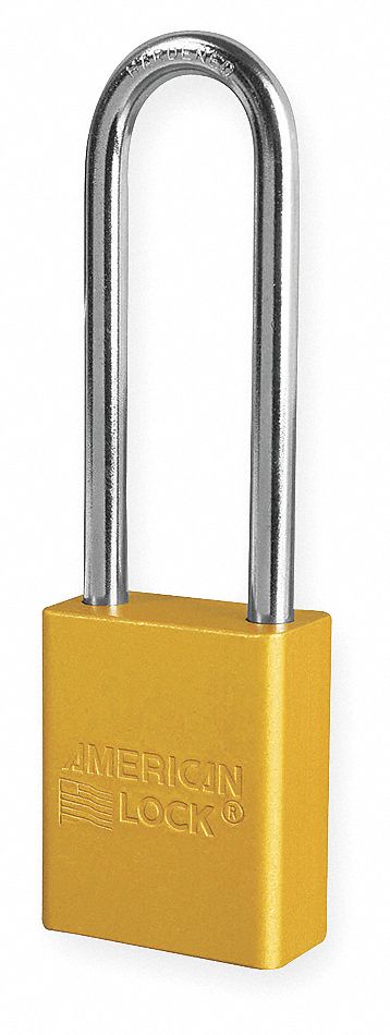 Lockout Padlock, KD, Yellow, 1/4 In. Dia.