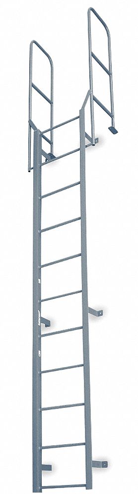 Fixed Ladder, WlkThru, 21 ft. 8 In H, Steel