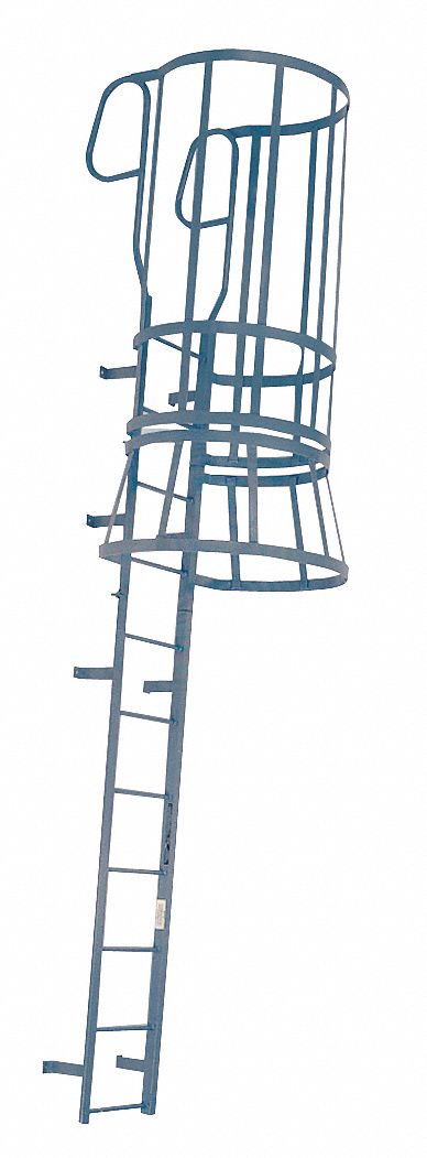 Fixed Ladder, WlkThru, 23 ft. 8 In H, Steel