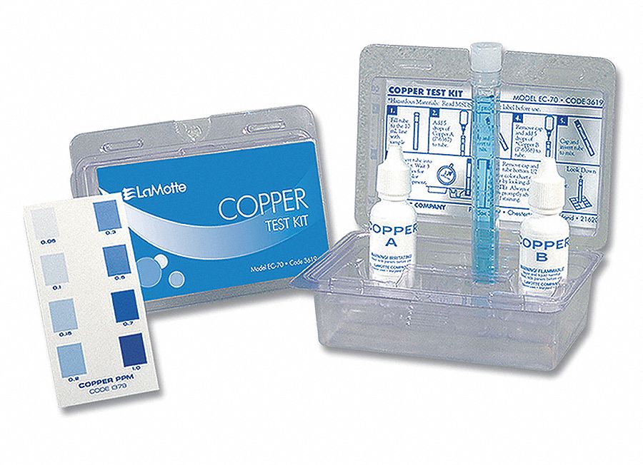 Water Testing Kit, Copper, 0.05 to 1.0 PPM