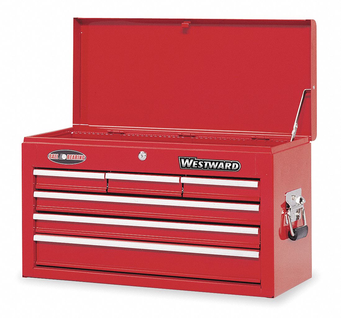 Tool Chest, 6 Dr, 26 In, Red, Ball Bearing