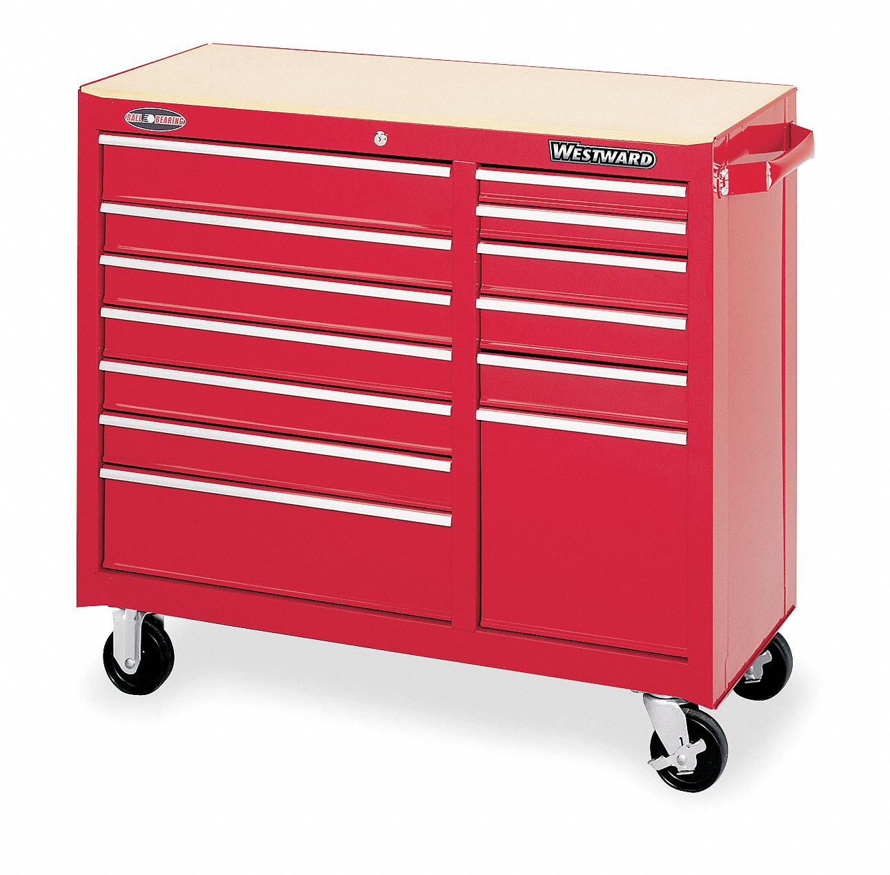 Rolling Cabinet, 41 W, 13 Drawer, Red