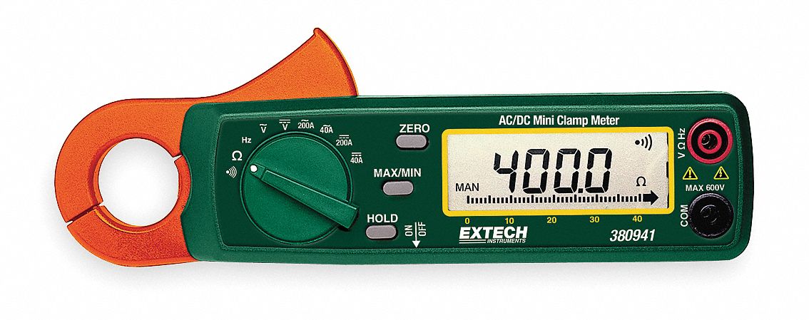 Digital Clamp On Ammeter, 200A, 400 MOhms