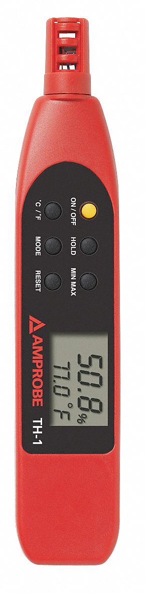 Temp/Humdty Meter, 0 to 100% Rel Hum Rnge
