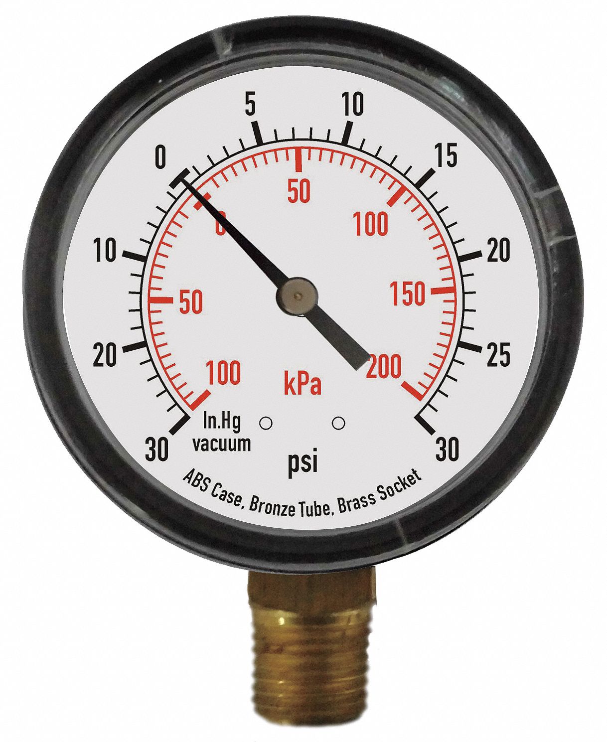 Pressure Gauge, 1 1/2 In, 100 Psi, Lower