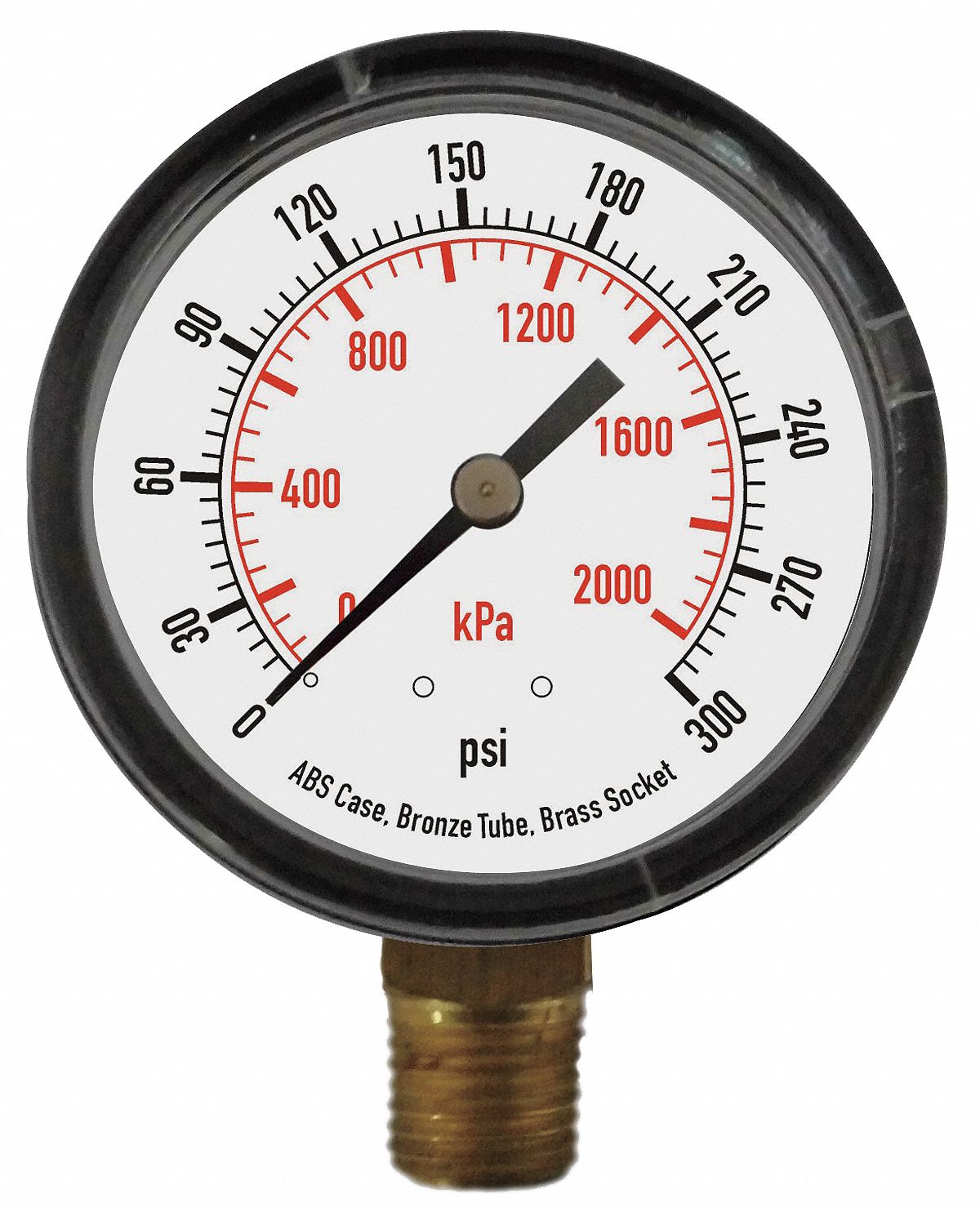 Pressure Gauge, 3 1/2 In, 300 Psi, Lower