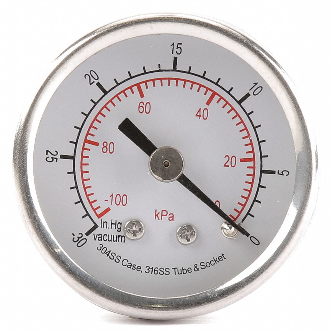 Pressure Gauge, 2 In, 160 Psi, SS, Back