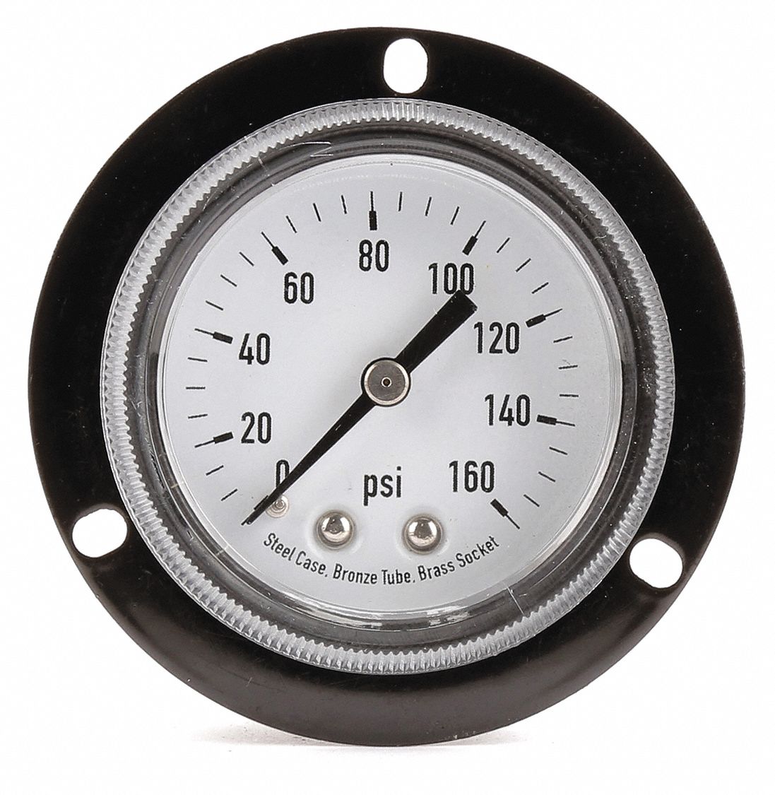 Panel Gauge, Front Flange, 2 In, 160 Psi