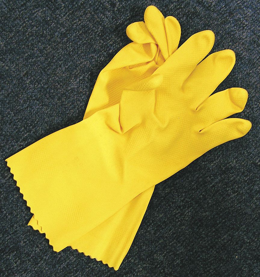 Disposable Gloves, Latex, L, Yellow, PR1