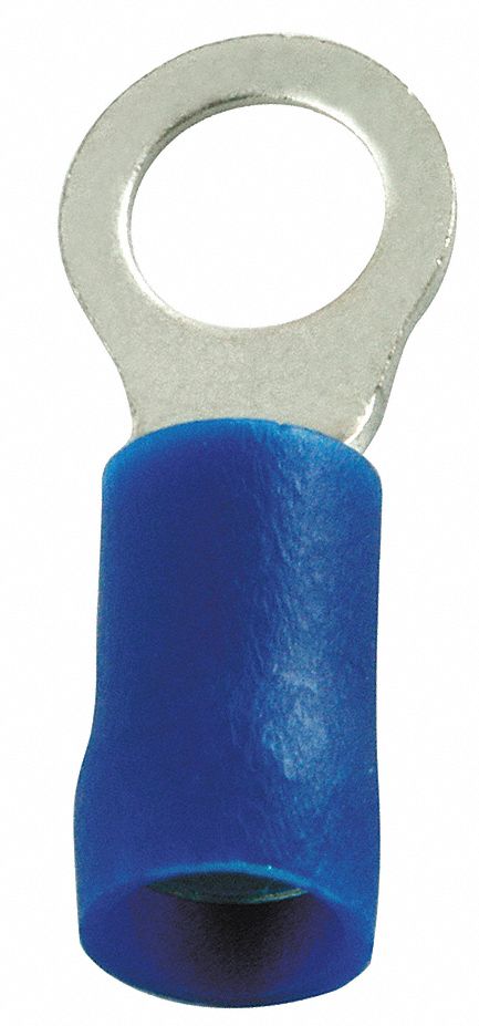 Ring Terminal, Blue, Butted, 16 to 14, PK100