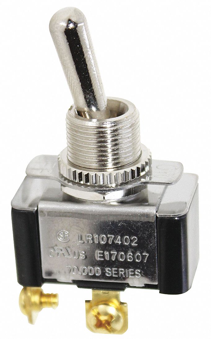Toggle Switch, SPST, 2 Conn., Maint. On/Off