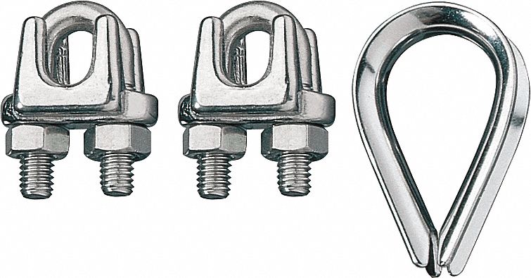 Wire Rope Clip/Thimble Kit, 3/16In, 316SS