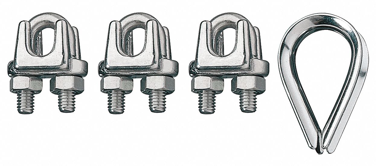 Wire Rope Clip/Thimble Kit, 5/8In, 316SS