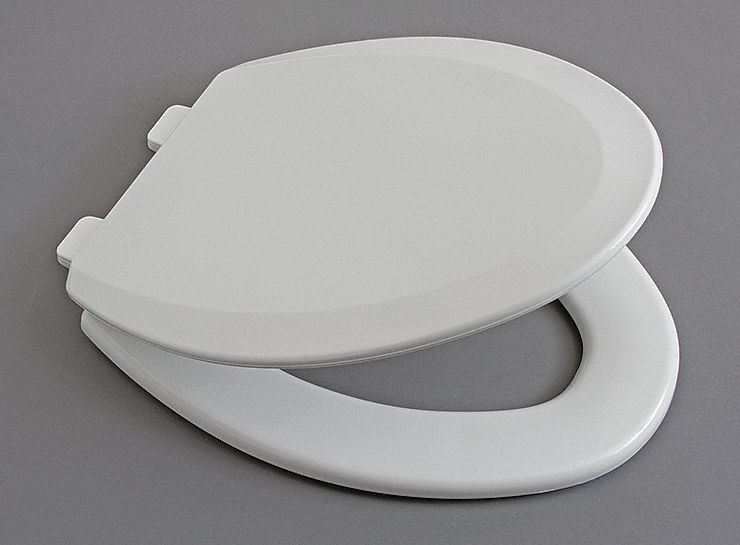 Toilet Seat, Elgonated, 18 29/32 In, White