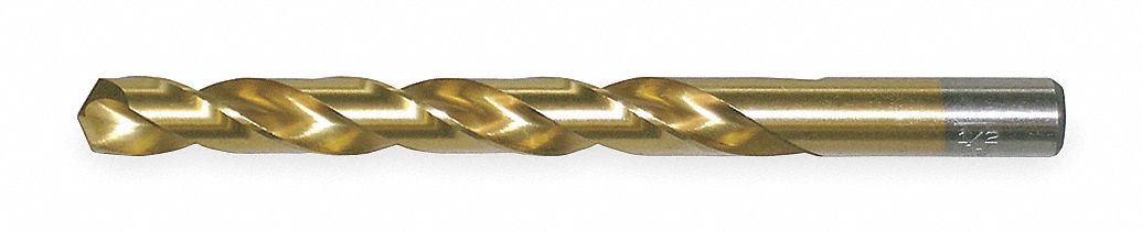 Jobber Drill, 1/2 In, HSS, TiN, 135 Deg, NAS