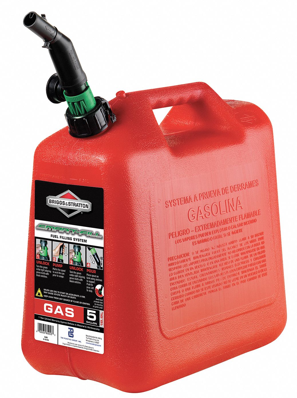Spill Proof Gas Can, 5 Gal., Red, Self Vent