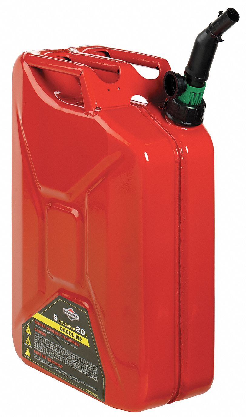 Spill Proof Gas Can, 5 Gal., Red, Steel