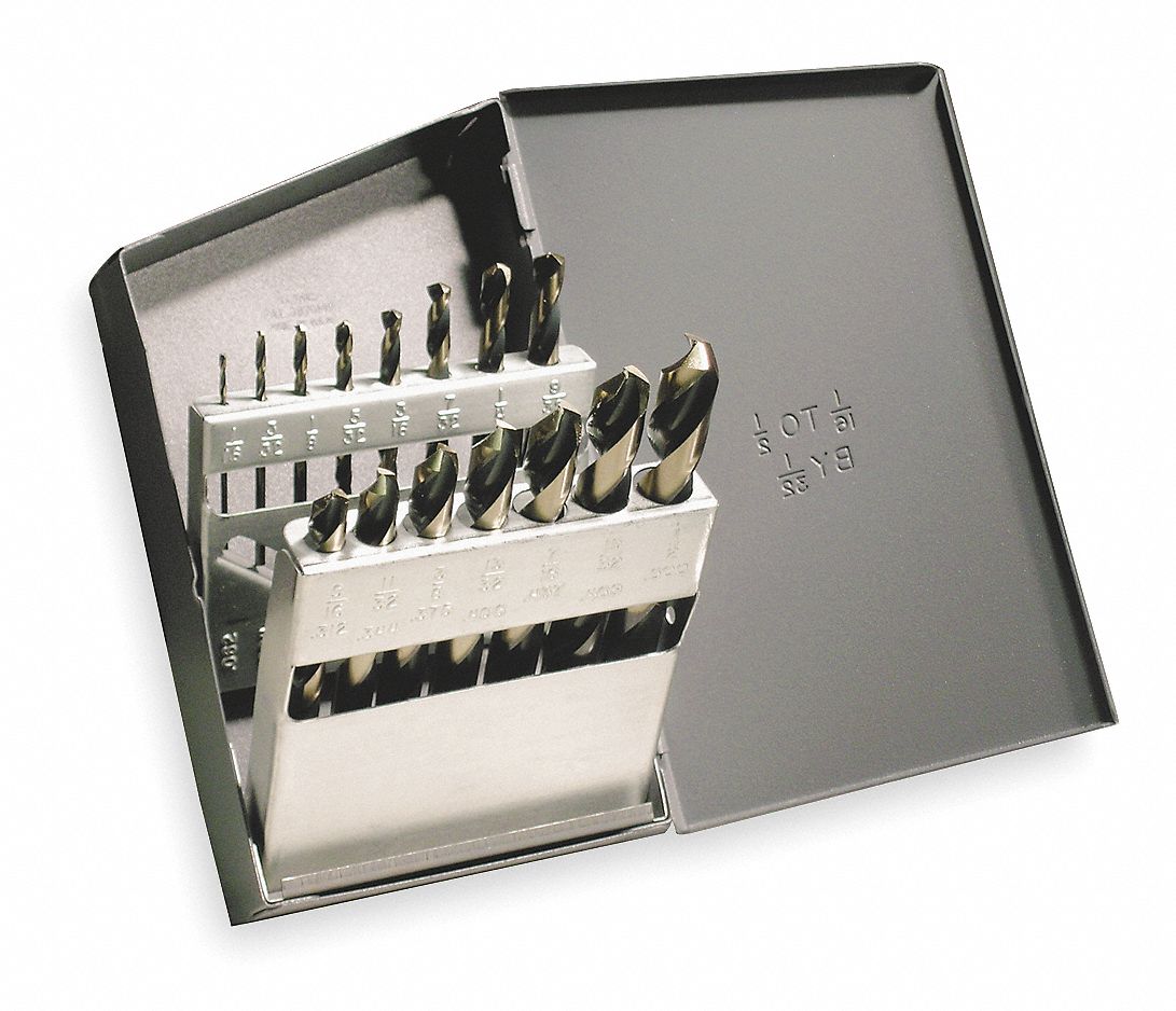 Mechanics Drill Set, 15 PC, HSS, 135 Deg