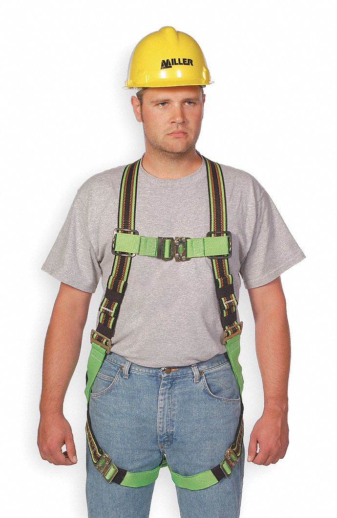 Full Body Harness, Universal, 400 lb, Green