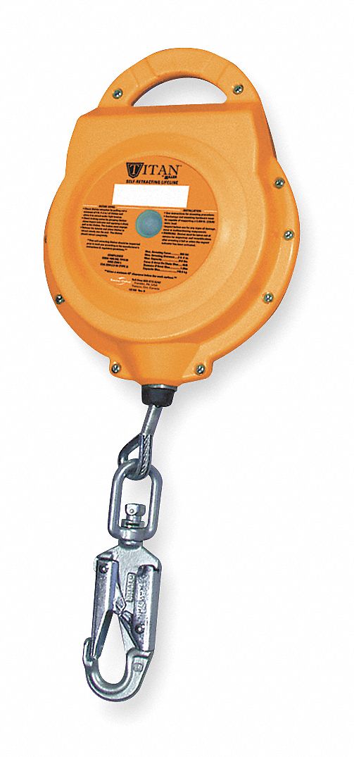 Slf-Rtrctng Lifeline, 30ft, Glvnzd Stl, Ylw