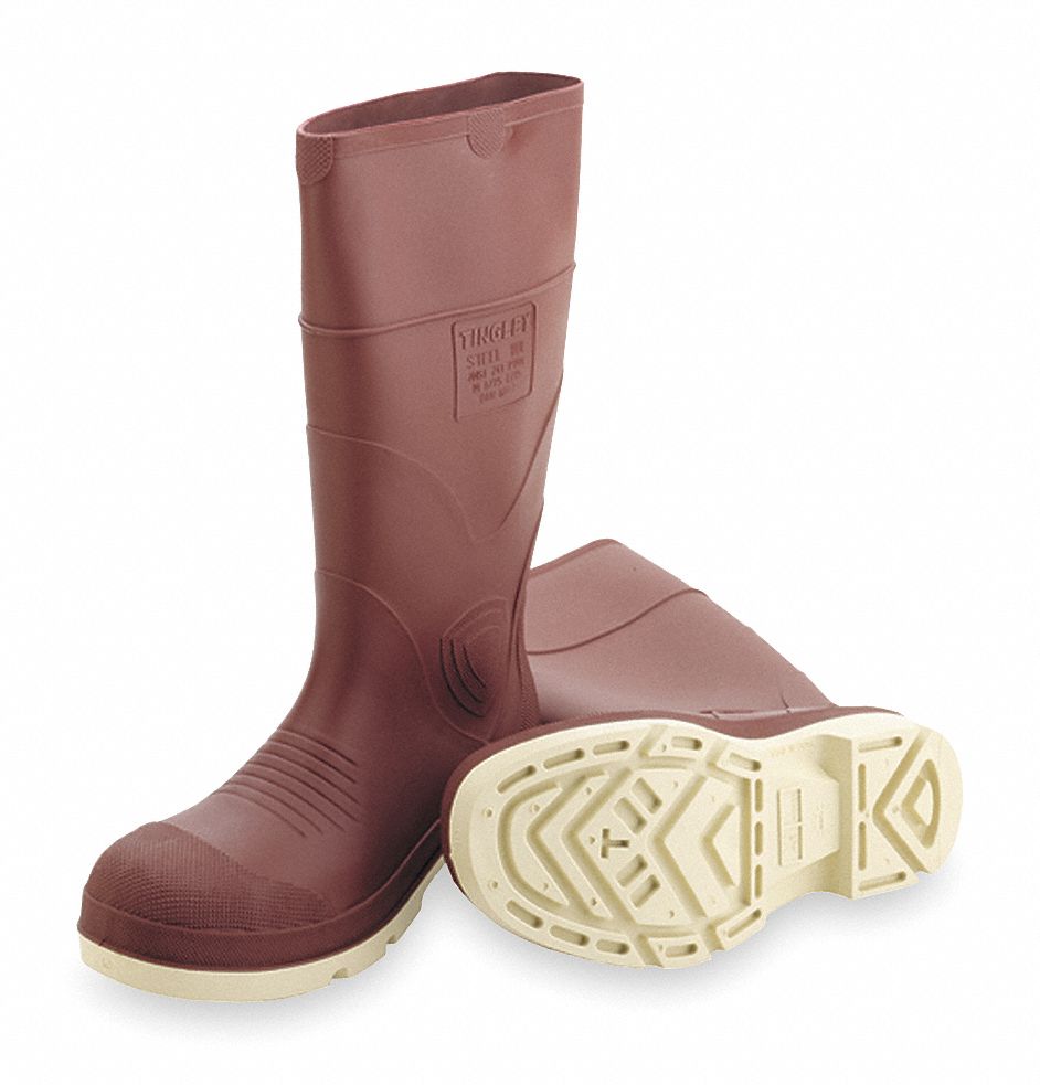 Knee Boots, Men, 9, Stl Toe, Brick/Crm, 1PR