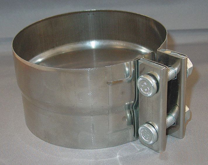 Metal Exhaust Clamps, ID 5 3/16 In, Silver