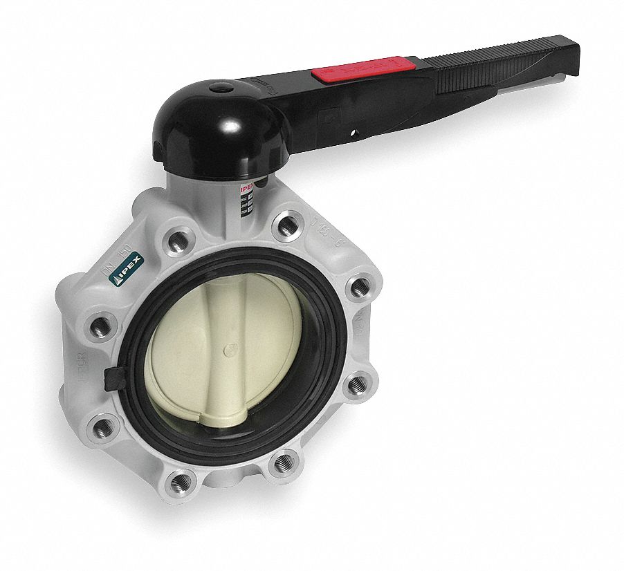 Butterfly Valve, Lug, 4 In, Poly, EPDM