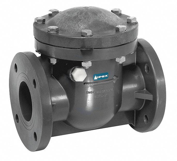 Swing Check Valve, 3 In, Flanged, PVC