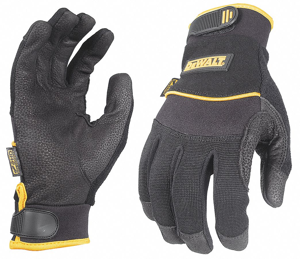Mechanics Gloves, L, Black, Leather, PR