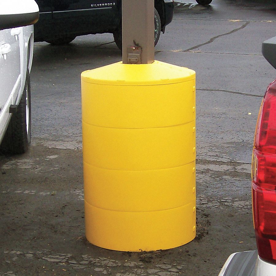 Pole Cover, 4 Ring, 4In Square, Yellow