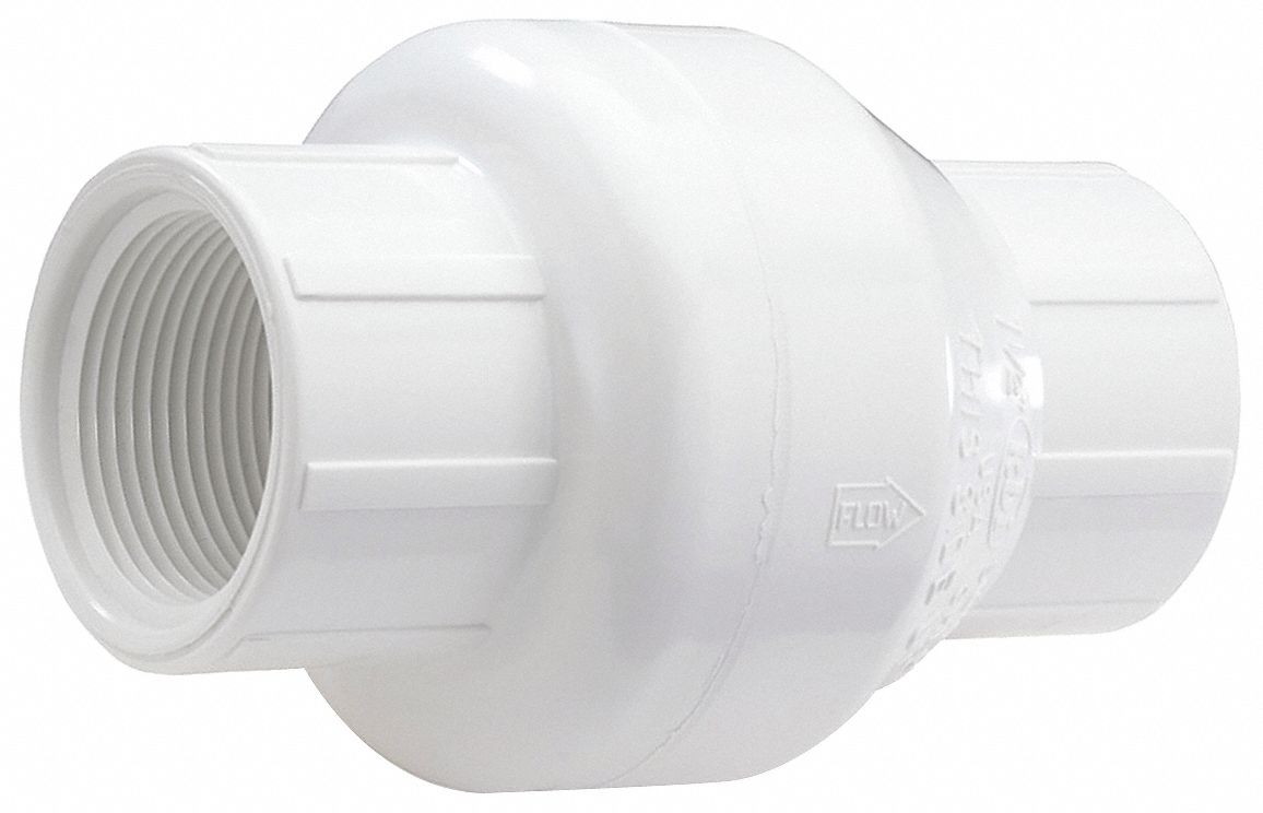 Swing Check Valve, 1-1/2 In, FNPT, PVC