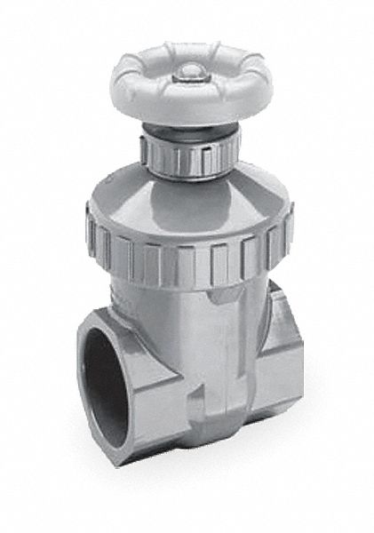 Gate Valve, 3/4 In, PVC, FNPT, Buna-N