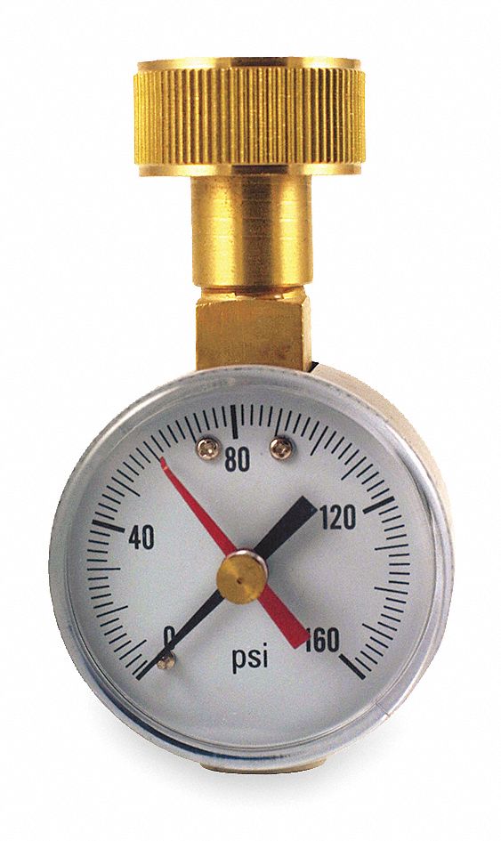 Pressure Gauge, Water Test, 0 to 160 Psi