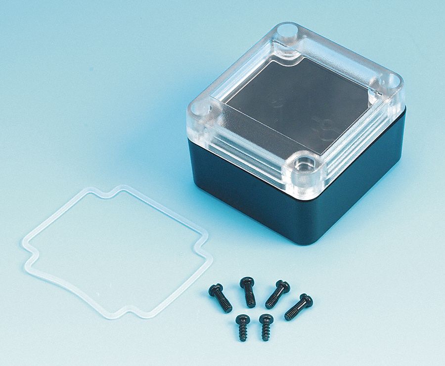 Enclosure, 4X, 2.56x2.36x1.57 In, Clear/Blk