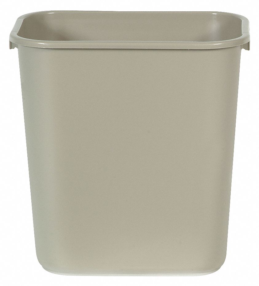 Wastebasket, Medium, Beige, 7 gal.