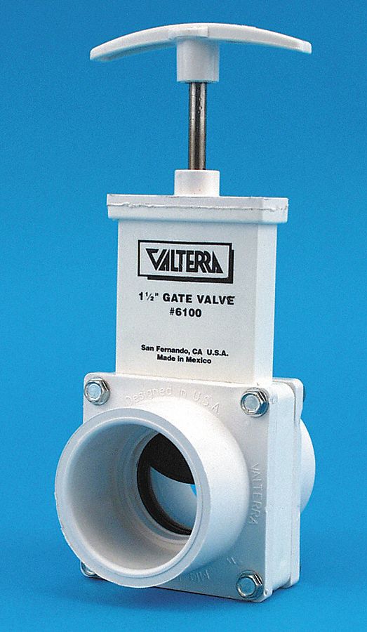 Gate Valve, 1 1/2 In, Slip x Spig, PVC