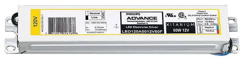 LED Driver, 120-277 V, 0.1-60 W, 12 V
