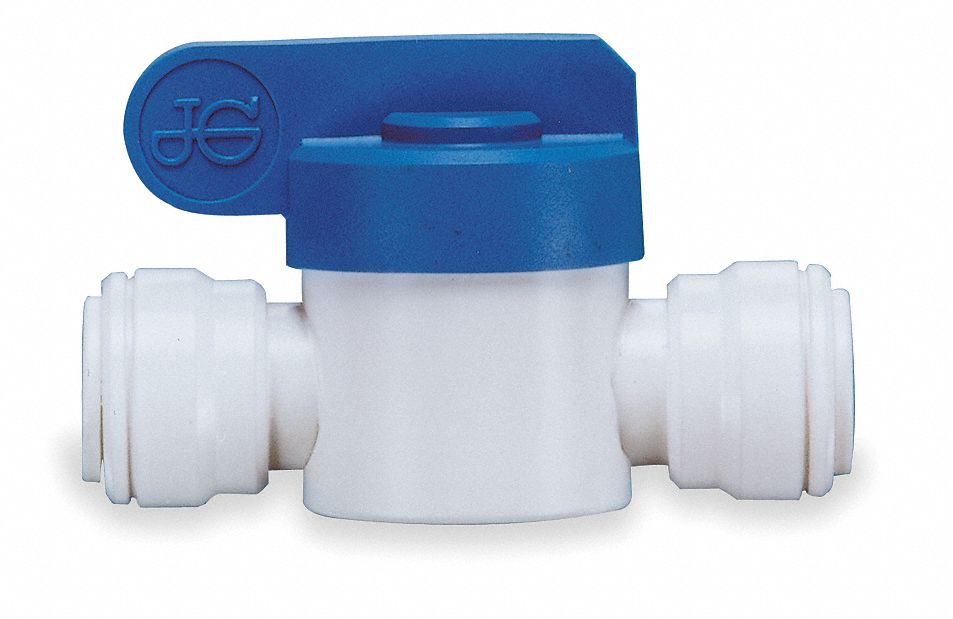 Shut Off Valve, 1/4 In, Polypropylene, PK 5