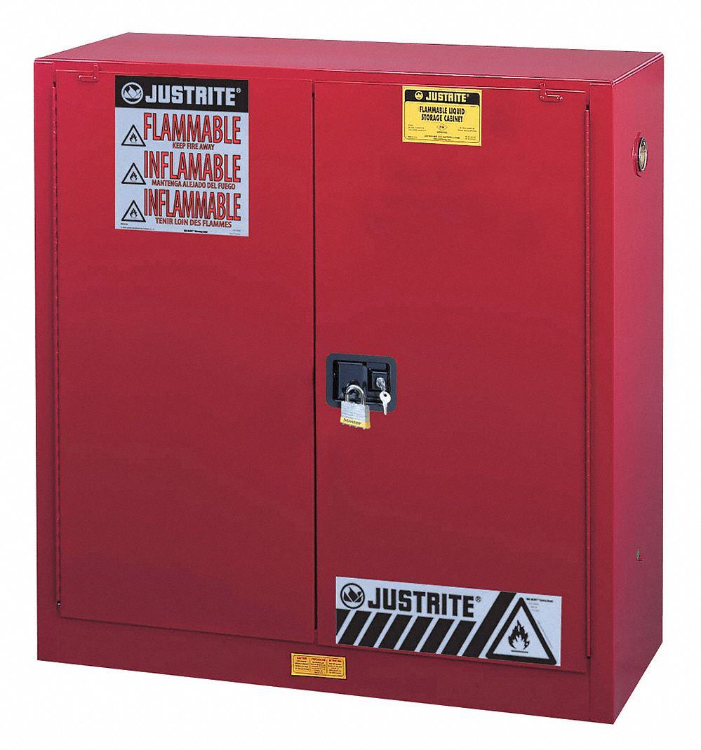 Flammable Safety Cabinet, 30 Gal., Red