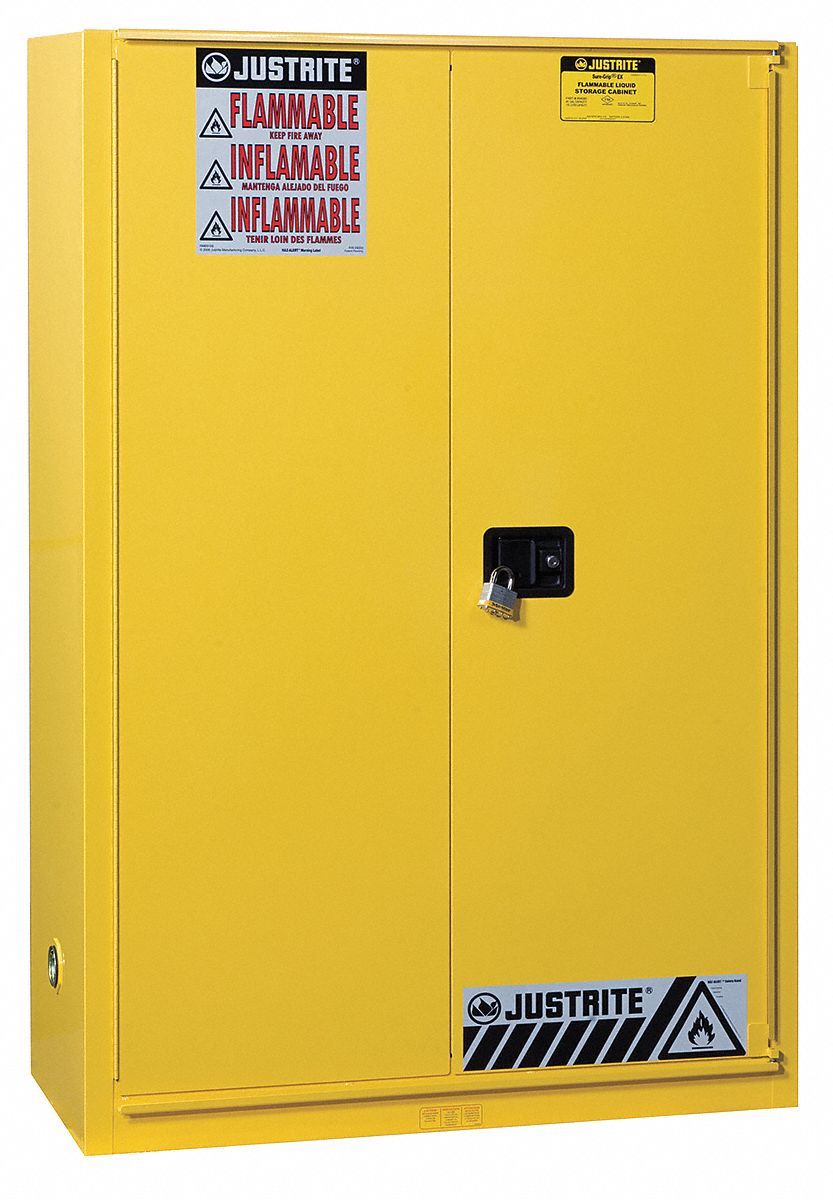 Flammable Safety Cabinet, 90 Gal., Yellow