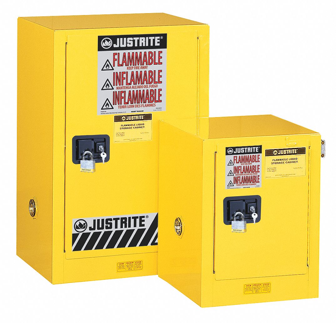 Flammable Safety Cabinet, 12 Gal., Red